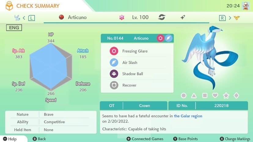🔥Pokémon Scarlet & Violet🔥 Shiny Articuno with free item from Galar region🌟🌟