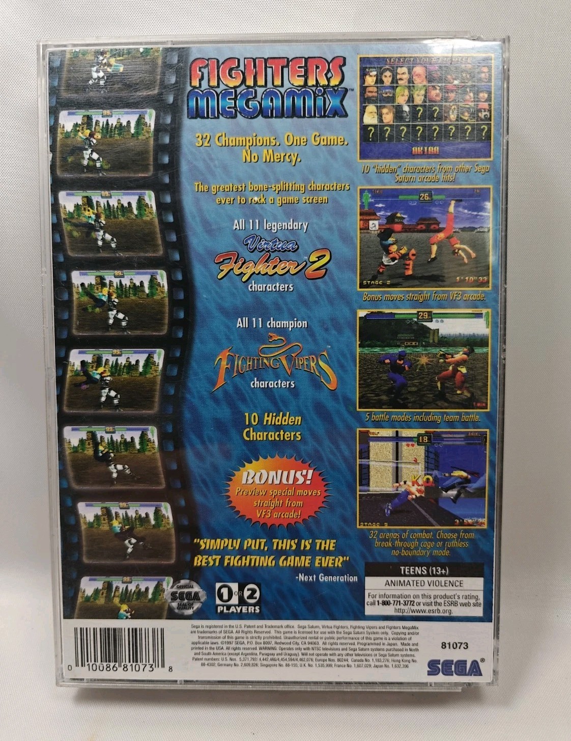 SEGA Sega Saturn – Fighters Megamix Fighting Game Multiplayer 1996 NTSC-U/C
