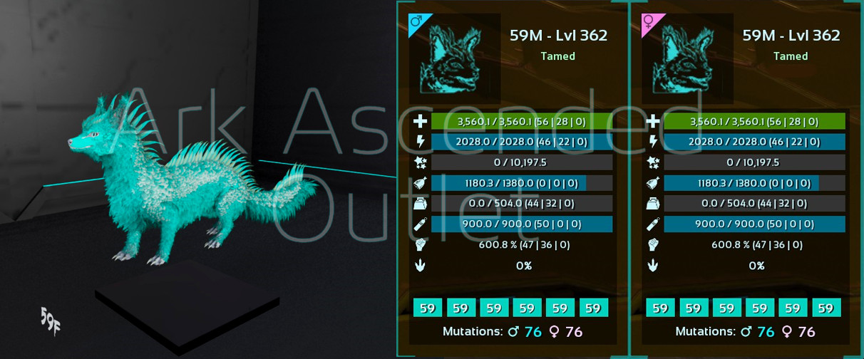 ✅Ark Survival Ascended –Top Stats-Veilwyn-Dino-Lv362-Colors-ASA PVE/PC/PS5/XBOX✅