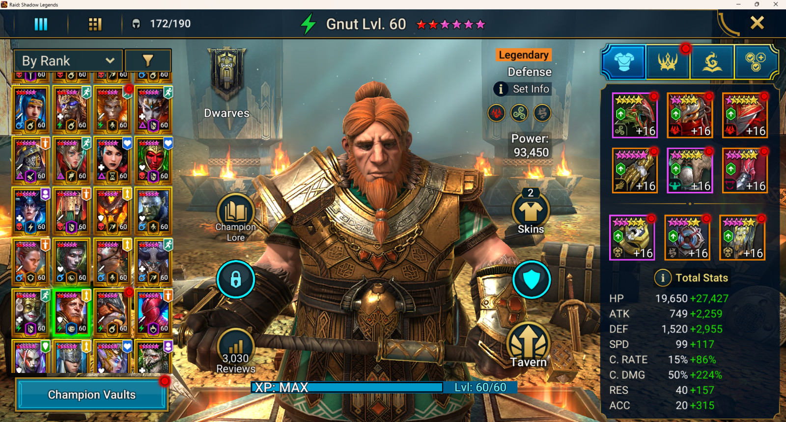 Raid Shadow Legend level 100 acct x 2 Mythicals Joan and Embry’s plus Gnut.
