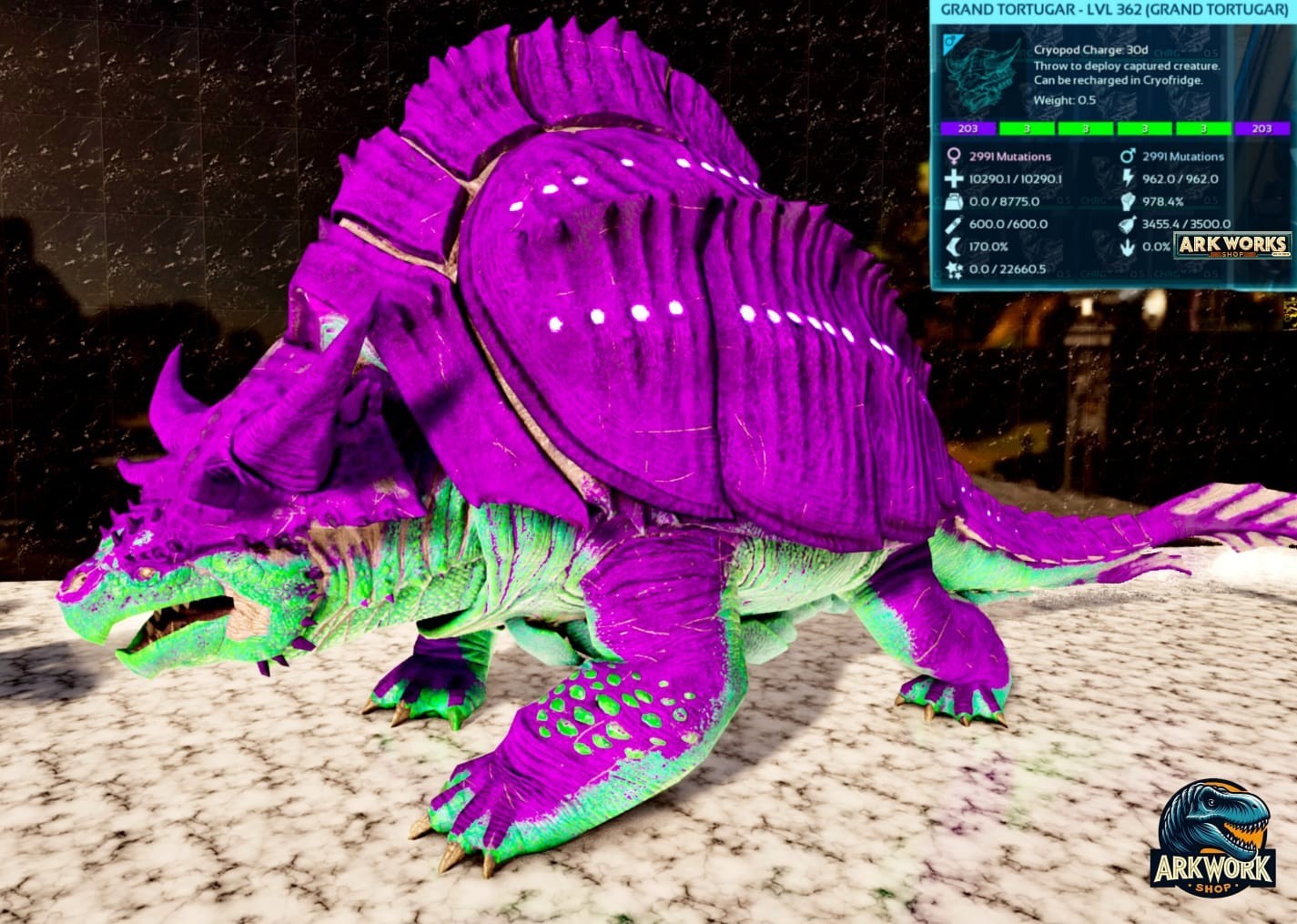 🦖ARK Survival Ascended Grand Tortugar New Top Stats PVE PS5/XBOX/PC