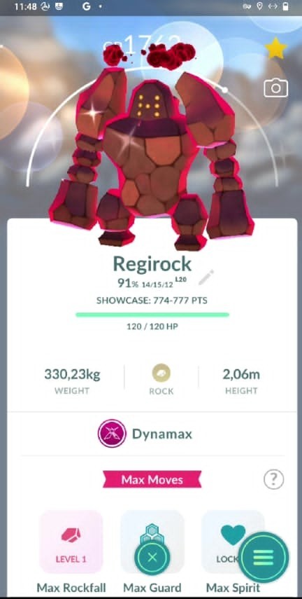 ✨ Shiny Dynamax Regirock ✨ – P T C 80k stardust – Description