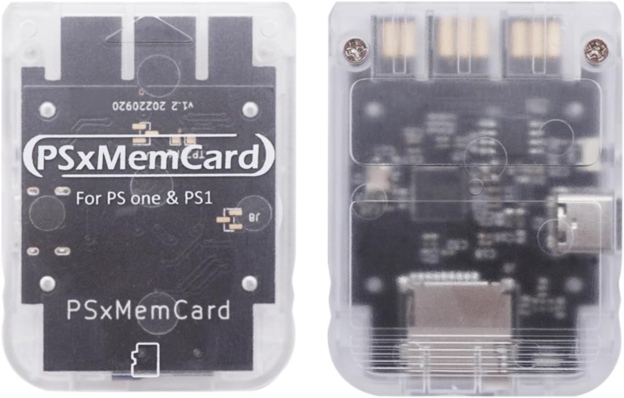 PSxMemCard PS1 Memory Card – Supports Firmware Upgrade, Saves Game Tran-White