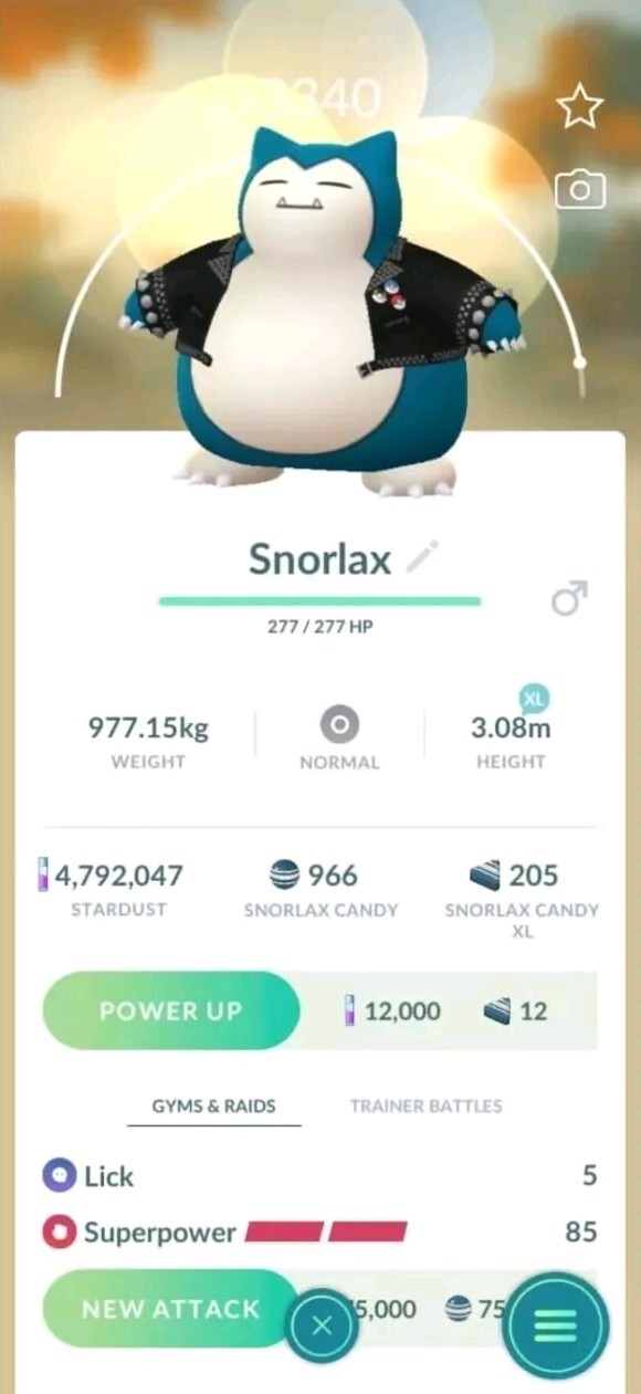 Snorlax ( Studded Jacket ) Pokemon Fast Same Day Go