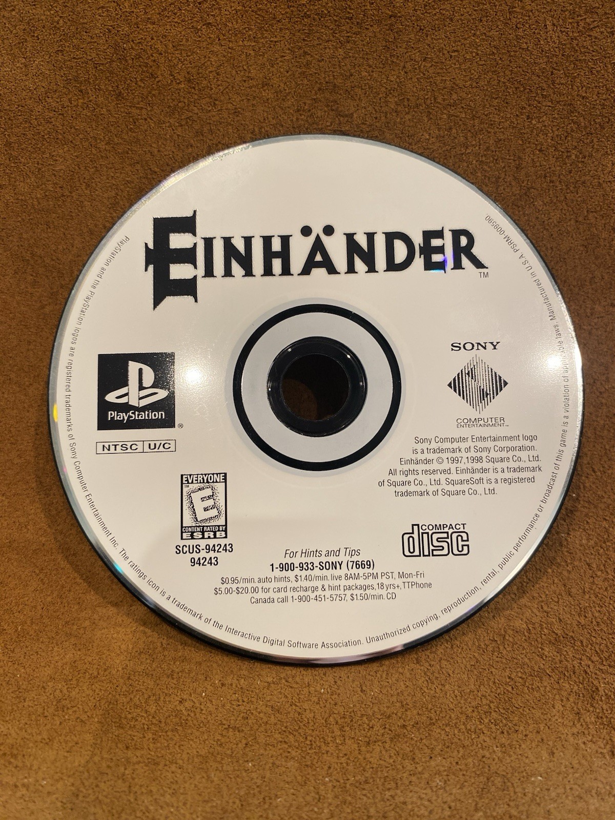 Einhander (PlayStation 1, PS1, 1998) Disc Only – TESTED WORKS – HEAVY SCRATCHES!