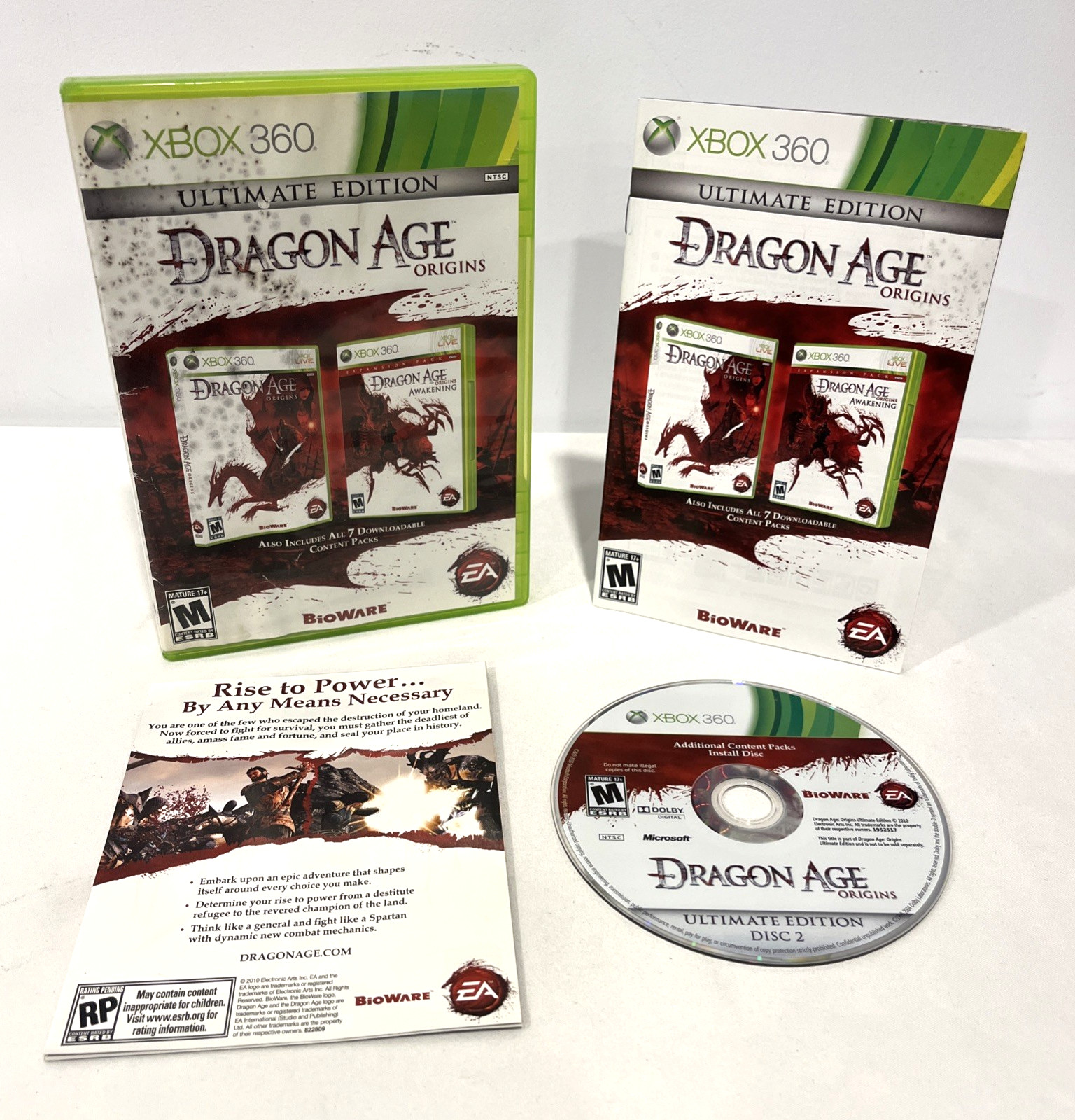 DRAGON AGE ORIGINS ULTIMATE EDITION MICROSOFT XBOX 360 DISC 2 W/ CASE & MANUAL