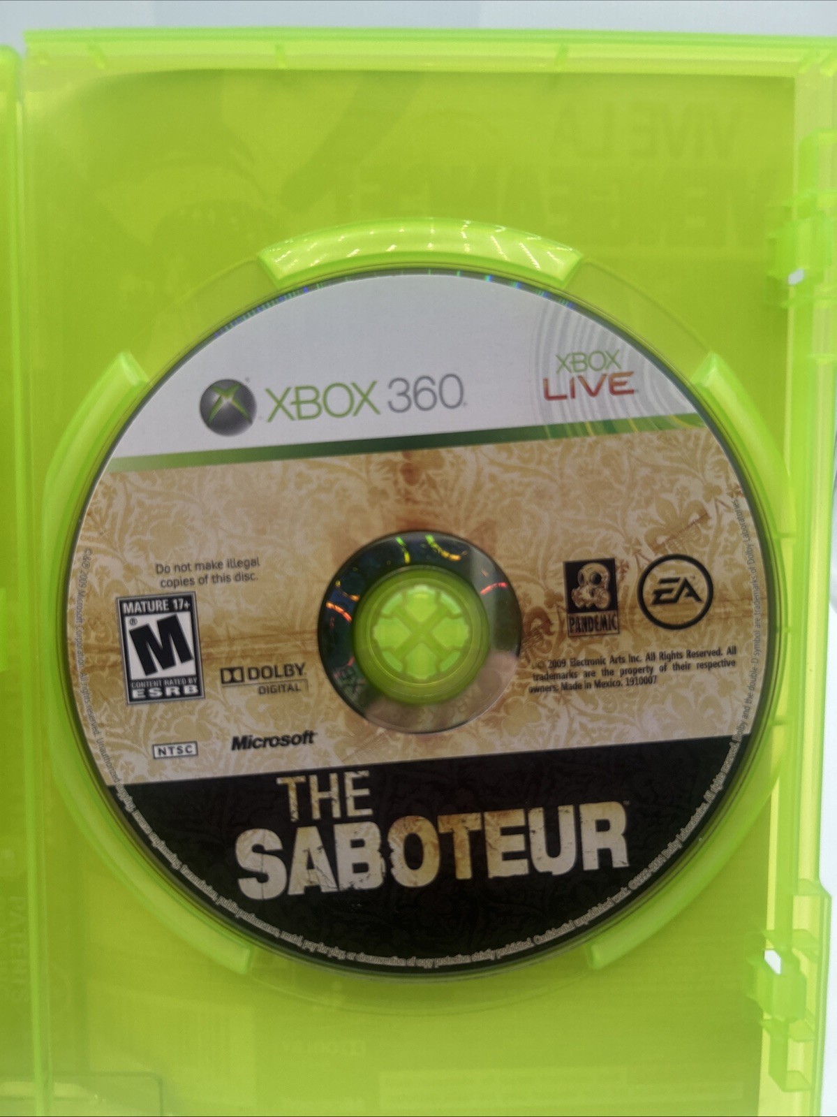 Electronic Arts The Saboteur Xbox 360 NTSC-U/C M-Mature Action w/ Manual