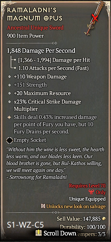 🔥 Diablo 4 Season 14 🔥Ramaladni’s Magnum Opus 1GA/ 4GA