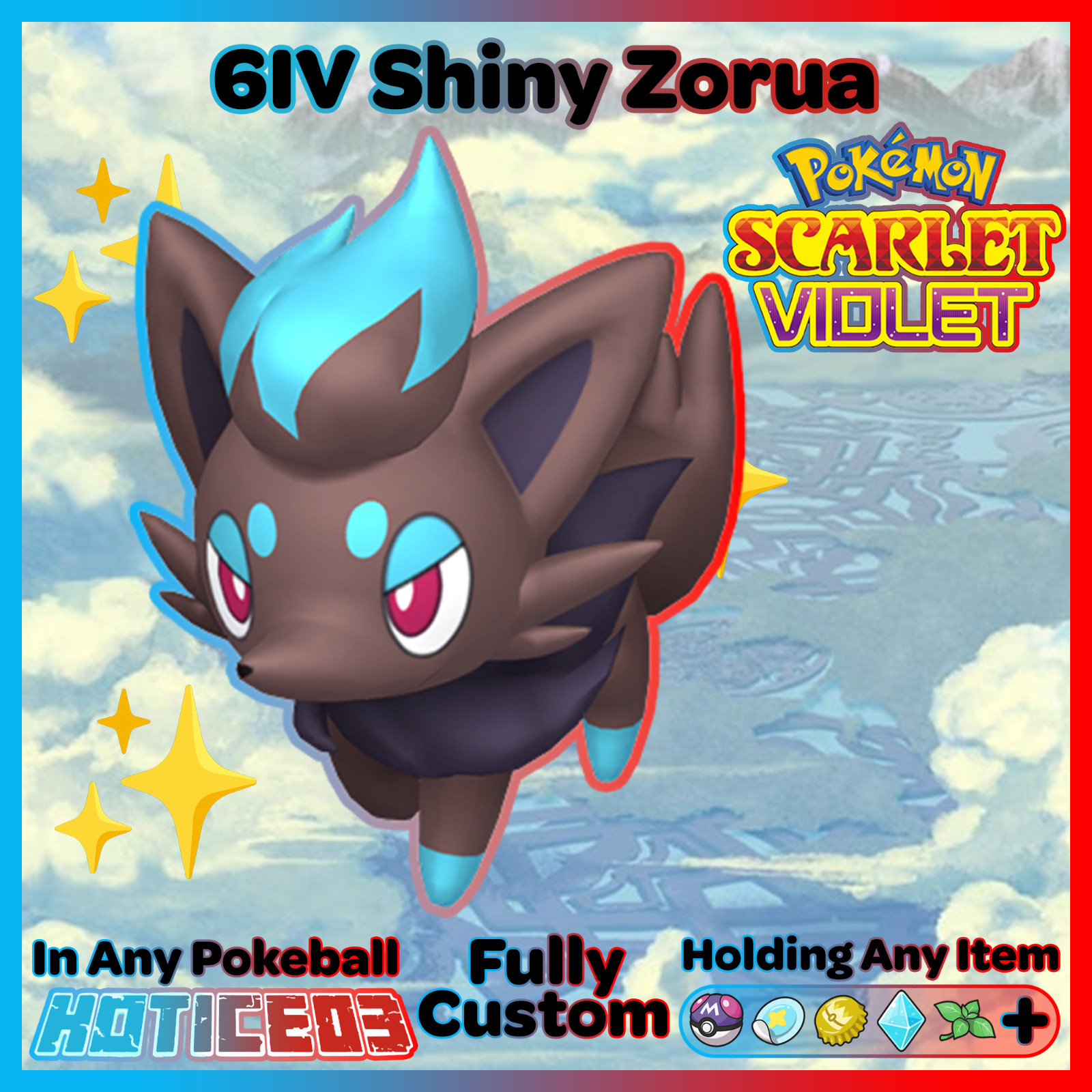 Rare UNOVA ZORUA 🌟 SHINY 6IV & EGGs w/ Custom OT 🌟 Pokemon Scarlet and Violet