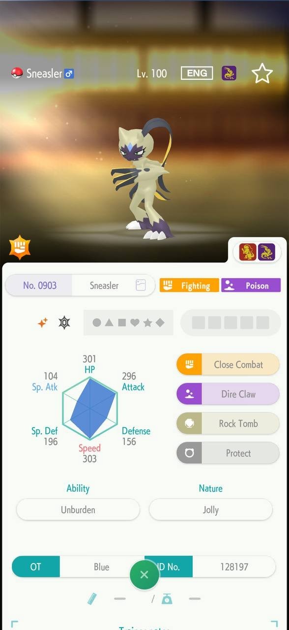 SNEASLER 🔥6IV SHINY POKÉMON HOME🔥Pokemon CHAMPIONS SCARLET VIOLET