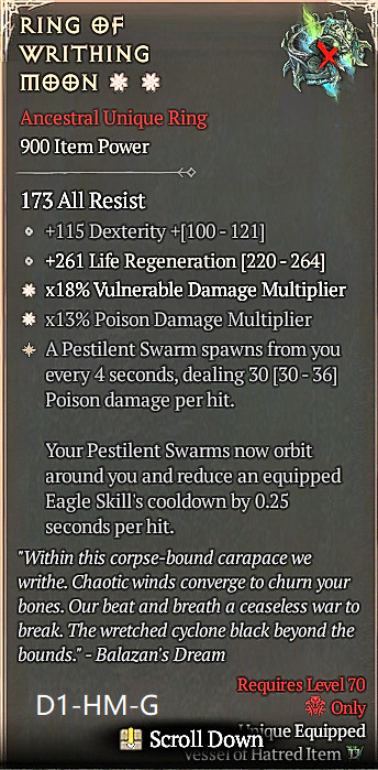 🔥 Diablo 4 Season 14 🔥 Ring of Writhing Moon 1GA/ 4GA