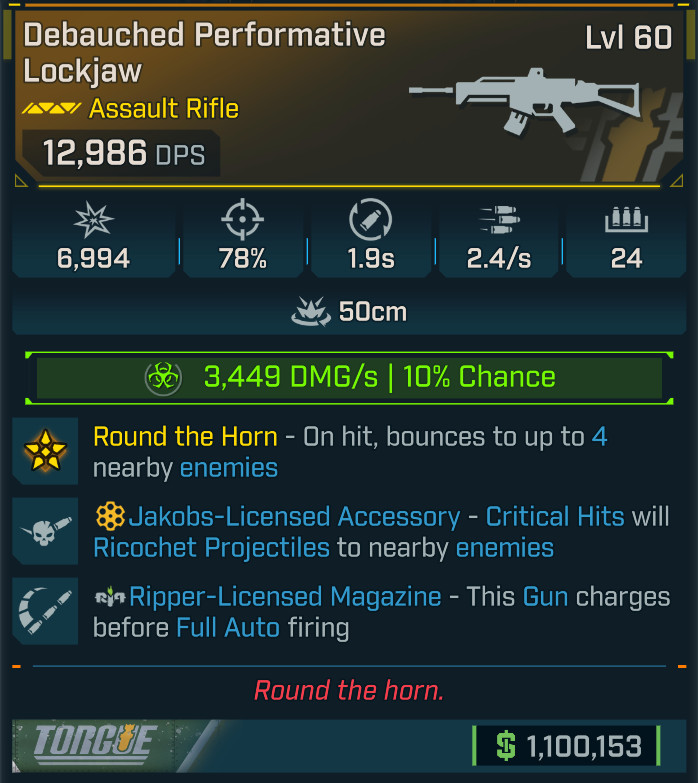 Borderlands 4 ⭐CORROSIVE LOCKJAW ASSAULT RIFLE⭐JAKOBS⭐RIPPER MAG