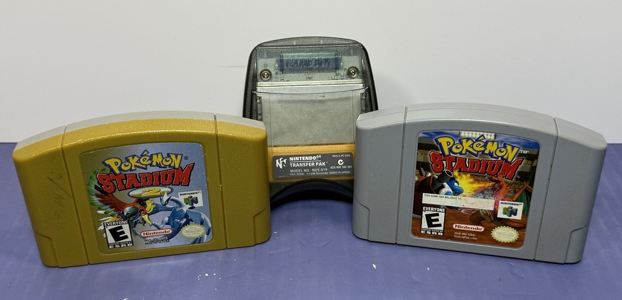 Nintendo 64 Pokemon Stadium 1 & 2 N64 Bundle w/ Transfer Pak Tested Working