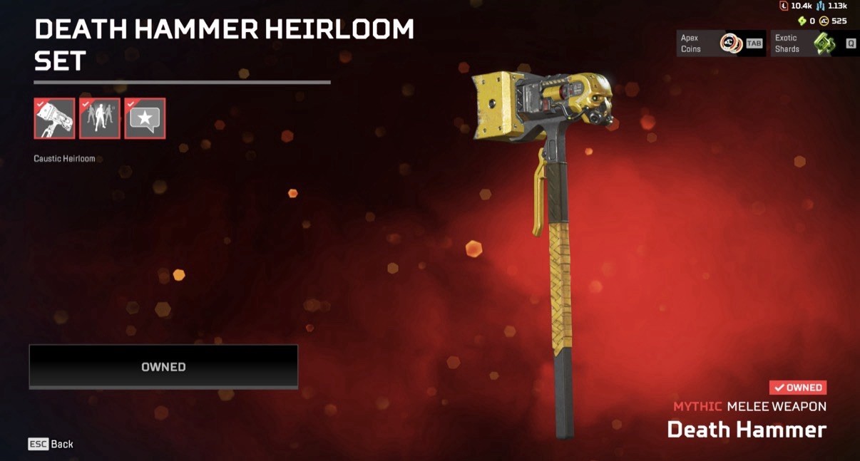 Heirloom Caustic Reactive Plat Received 187 lvl Ea app 44 legs • Psn 1 Xbox