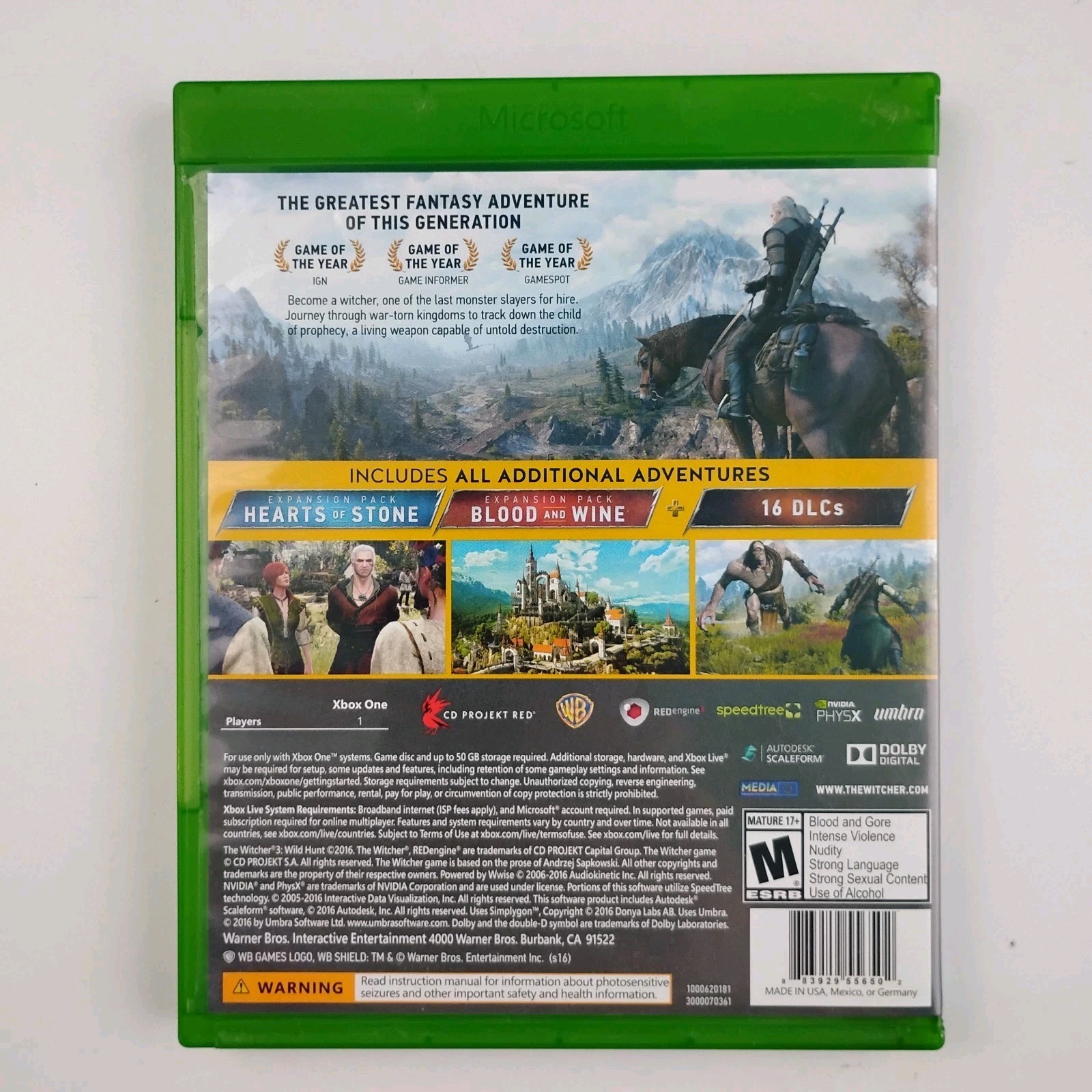 The Witcher 3 Wild Hunt Xbox One Complete Edition CD Projekt Red Video Game