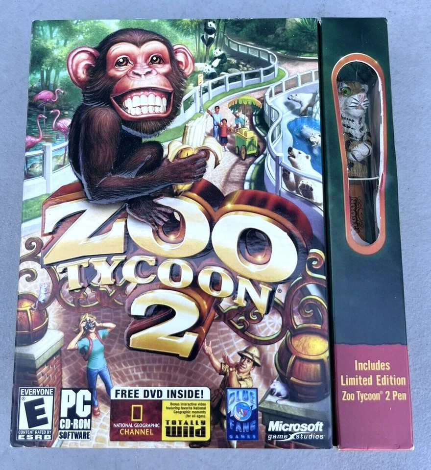 NEW Microsoft Zoo Tycoon 2 PC Computer Video Game w/ Limited Edition Pen Windows