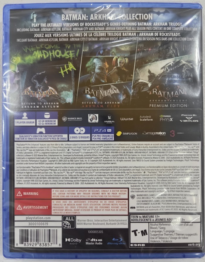 Batman Arkham Collection PS4 Brand New Game (US 2020 Action/Adventure)