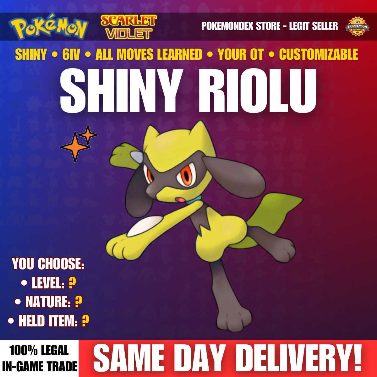 ✨SHINY RIOLU ⭐️ 6IV & You Customize It ✨ Pokemon Scarlet And Violet