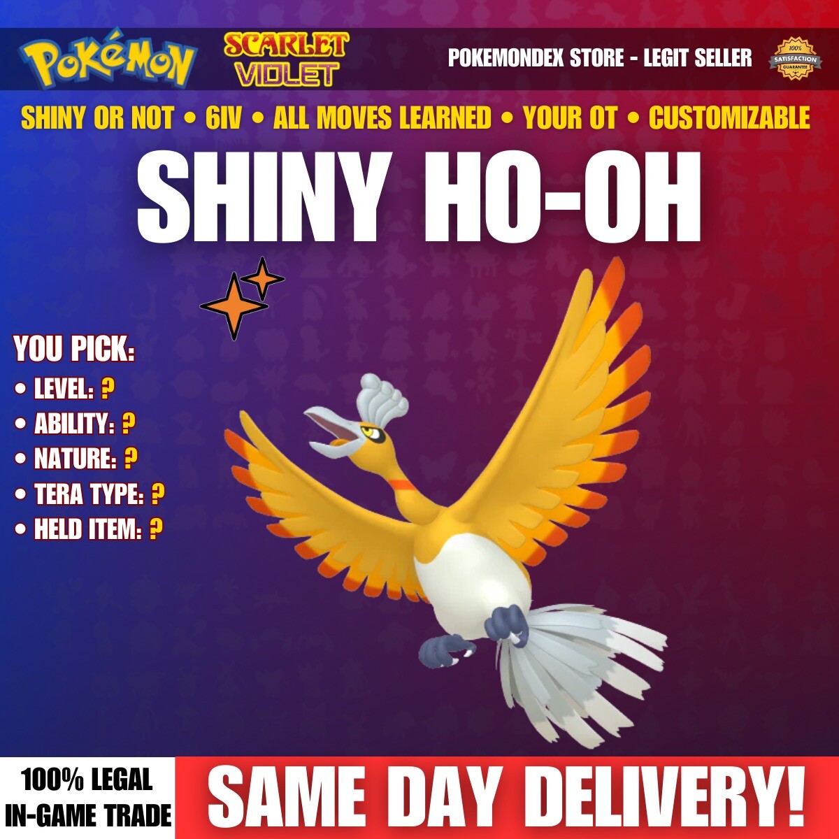 ✨ SHINY HO-OH ⭐️ 6IV ⭐️ SHINY/NON – Pokemon Scarlet And Violet