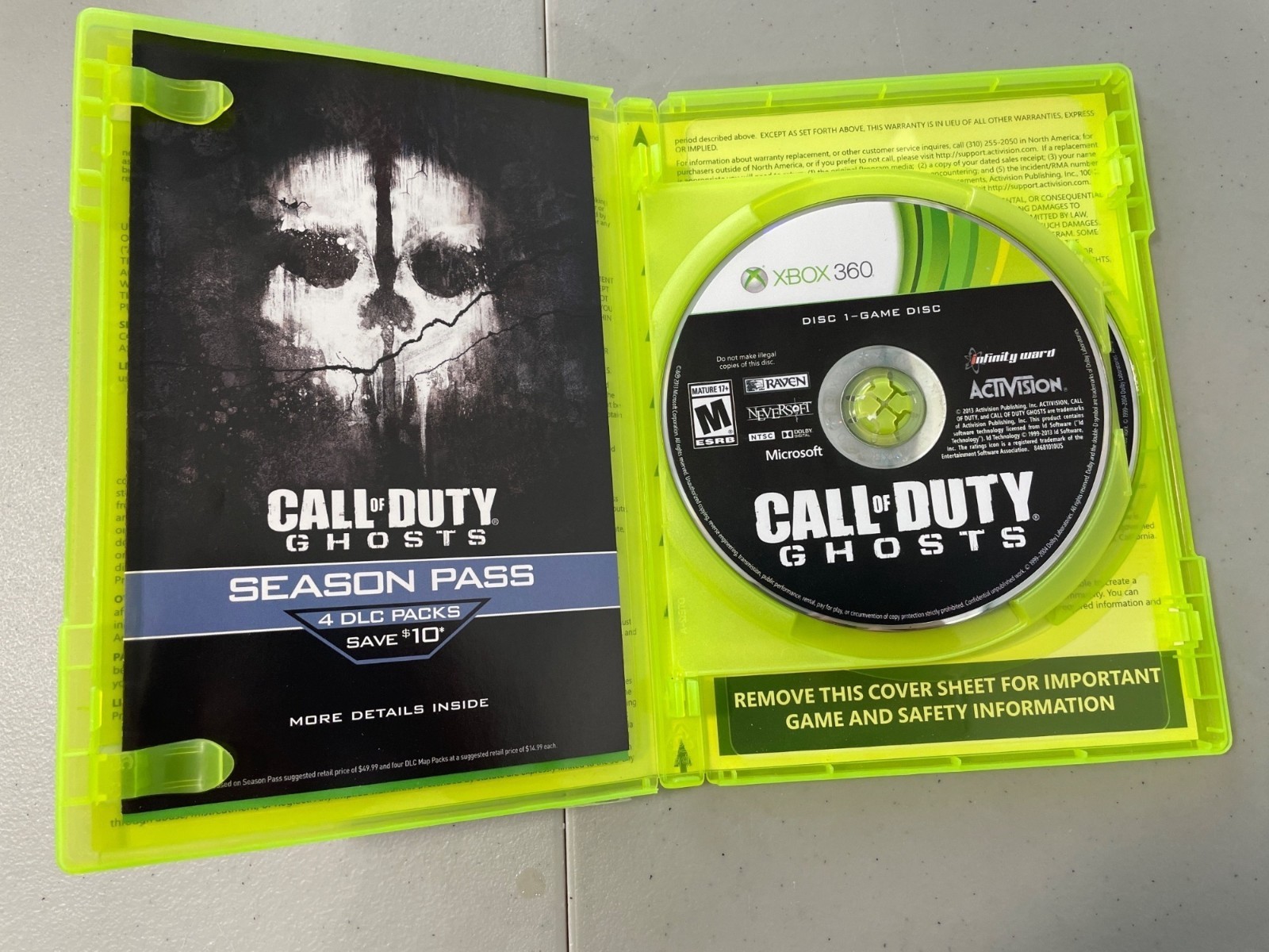 Xbox 360 Video Game Call Of Duty Ghosts Activision Rated M Mature 17+ Microsoft