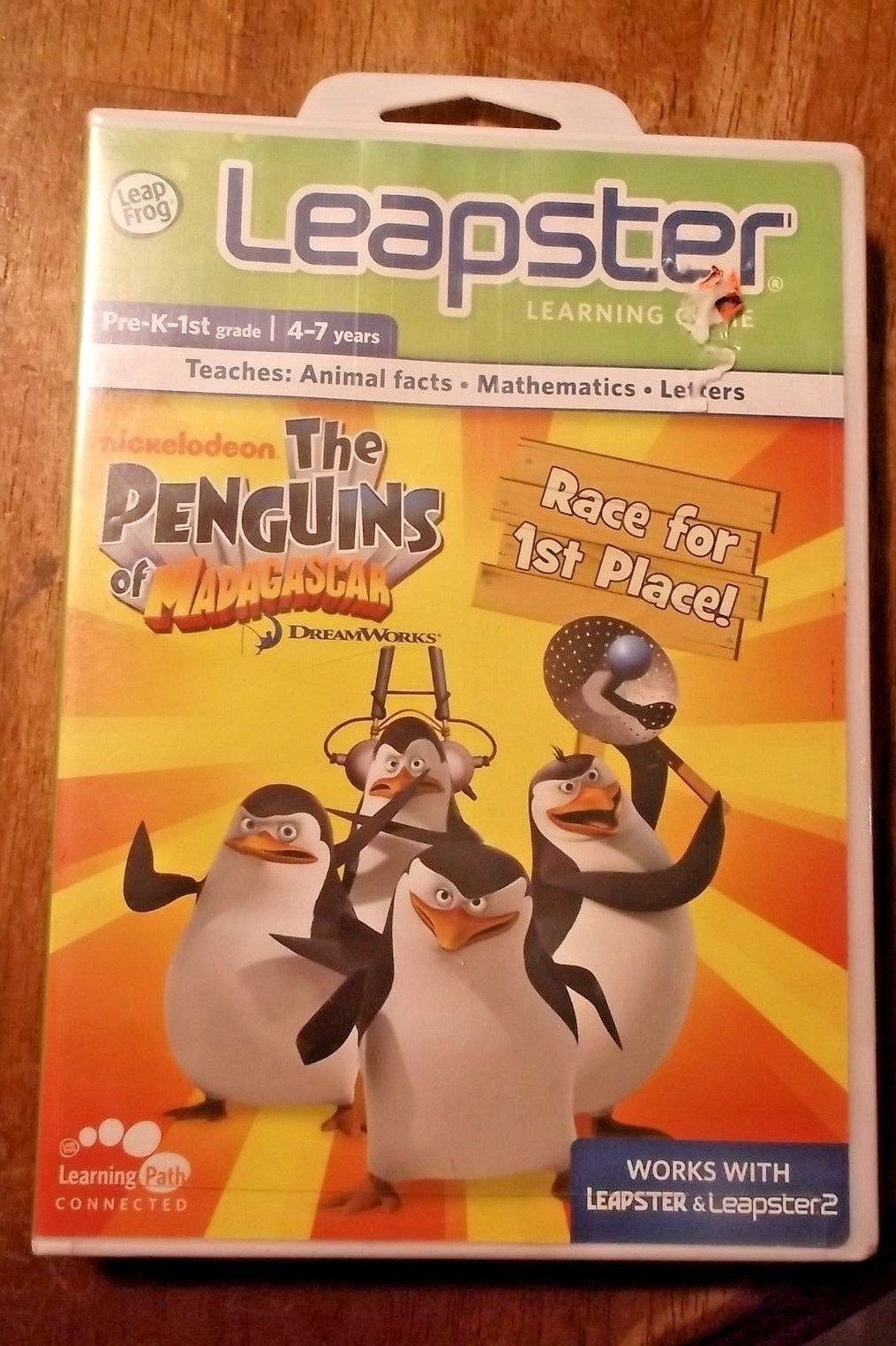 LeapFrog Leapster 1 & 2 Penguins Of Madagascar Race for 1st Place Game 4-7 Years