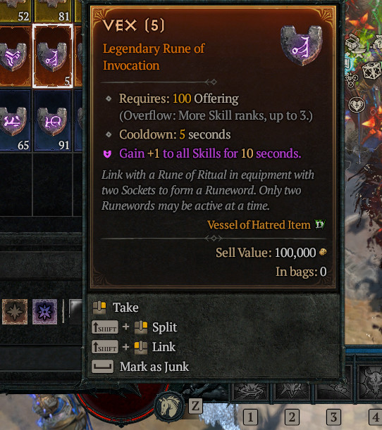 🔥DIABLO 4 – VEX Rune – Softcore – Seasonal Or Eternal – Vessel of Hatred