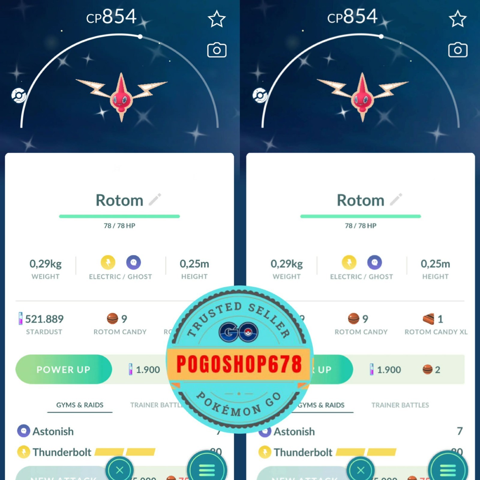 Pokémon PTC Go – Shiny Rotom ✨ Mini 80k Stardusts