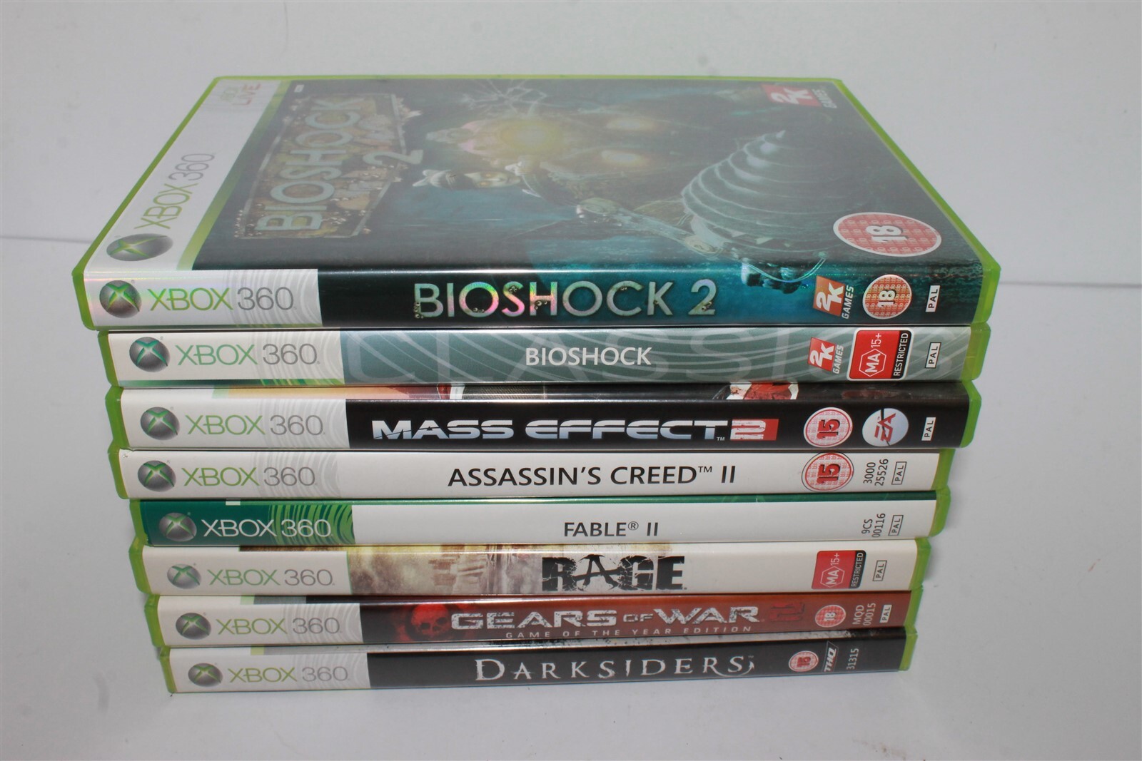 Xbox 360 Game Collection X8 Rage, Darksiders, Fable II Mass Effect 2 Bioshock