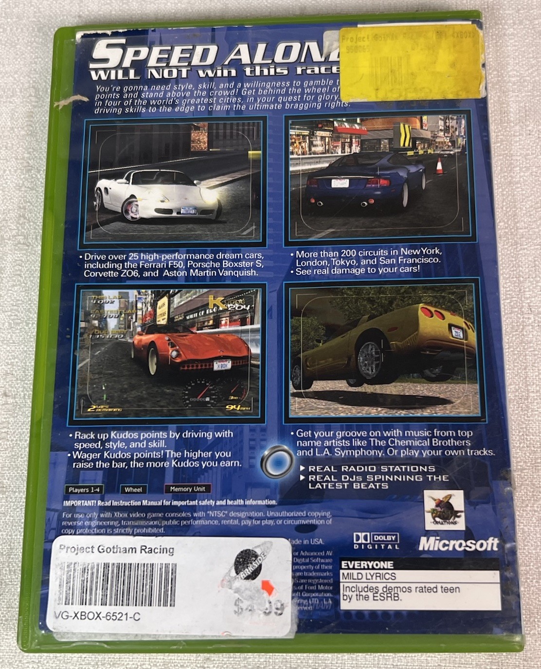 Project Gotham Racing (Microsoft Xbox, 2001) Complete With Manual