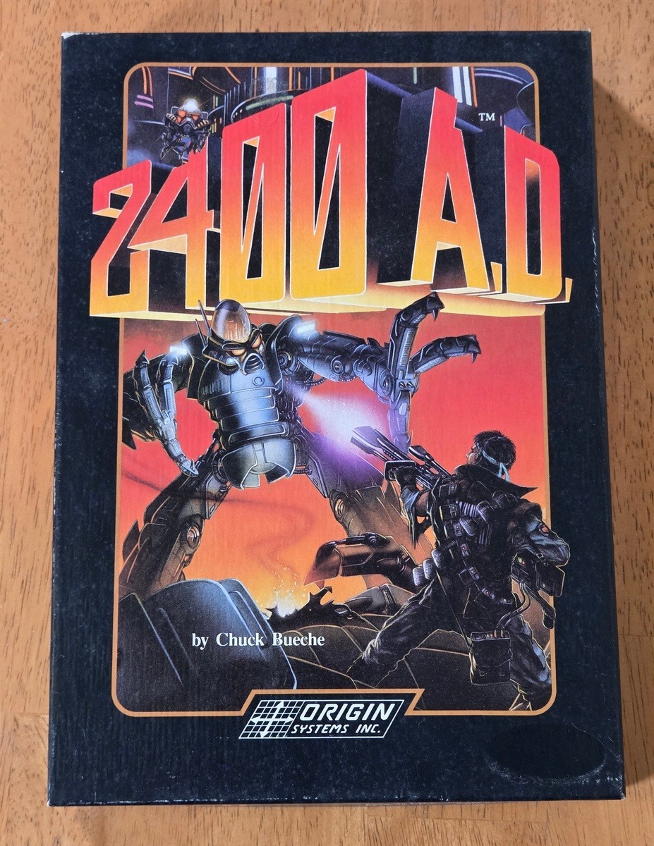 2400 A.D. Origin 5.25″ IBM Tandy PC Big Box Game Complete CIB Map Robot Figures