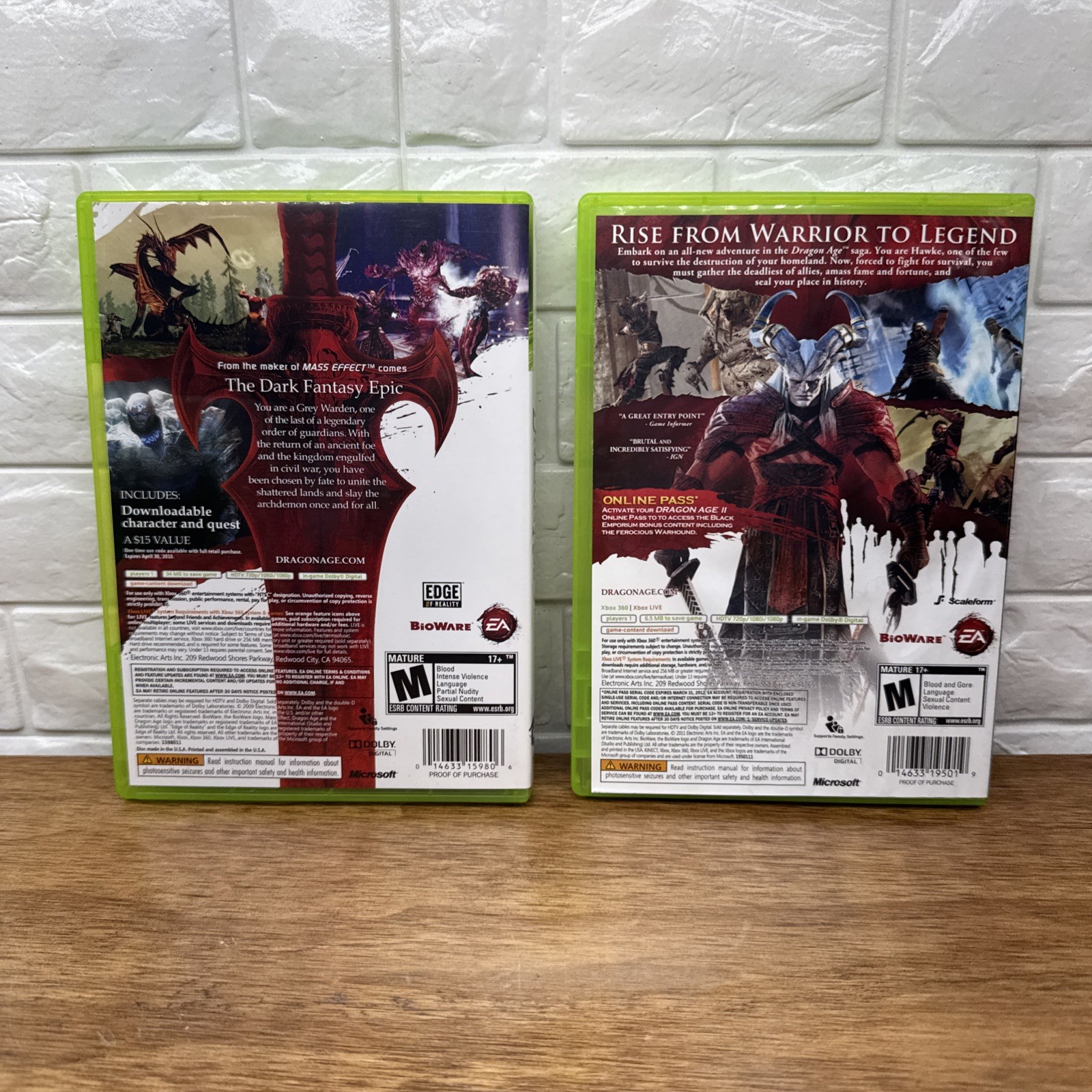 Dragon Age Origins & Dragon Age 2 Bundle Xbox 360 CIB Refurbished 1 Yr Warranty