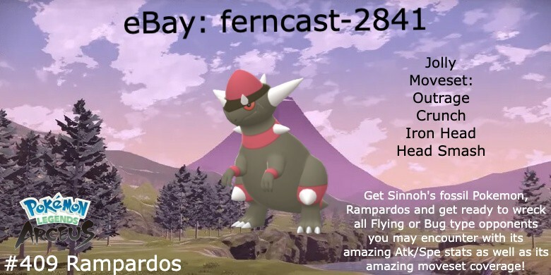 Pokemon Legends Arceus Shiny Rampardos Alpha Max Effort Fast Delivery