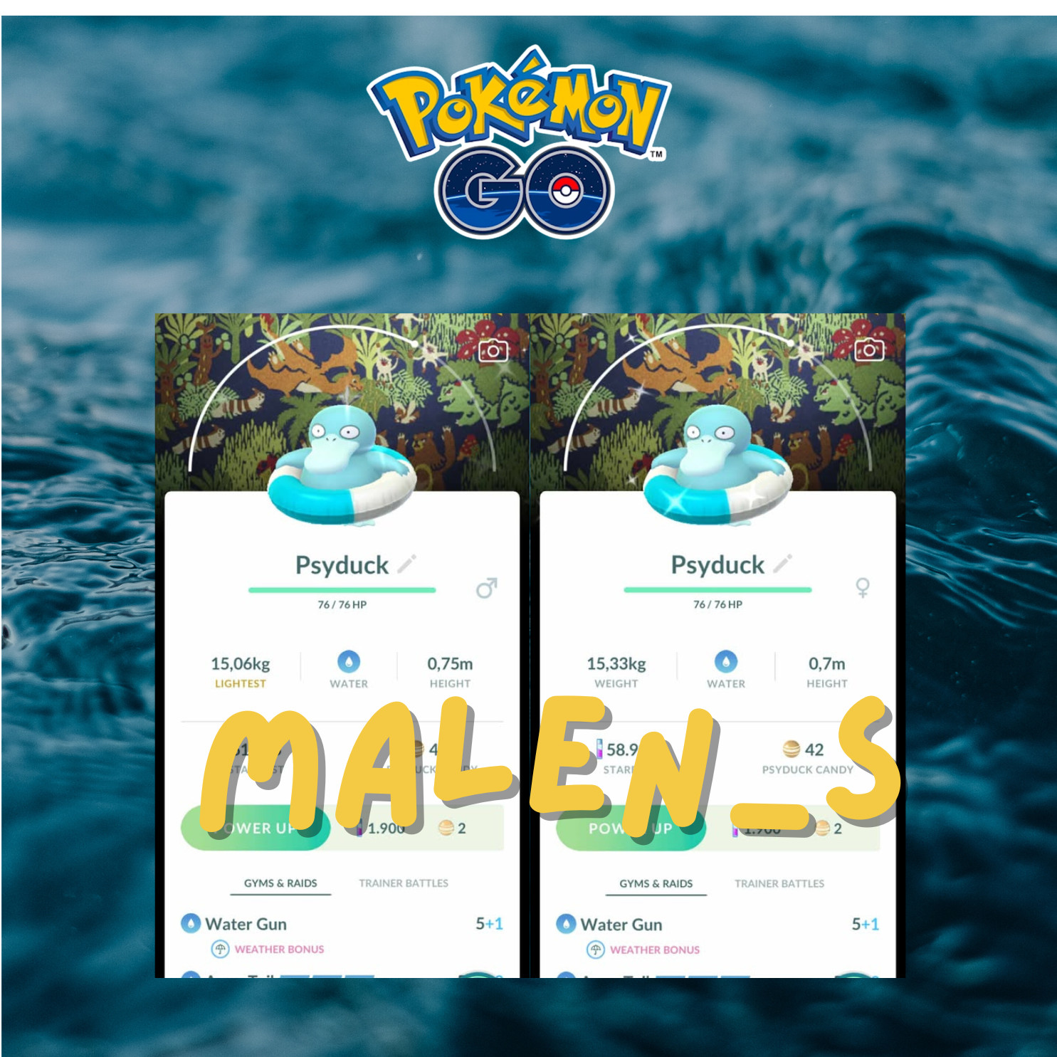 Pokémon Go – Shiny Psyduck (Swim Ring) With Special Background-Trade or Mini PTC