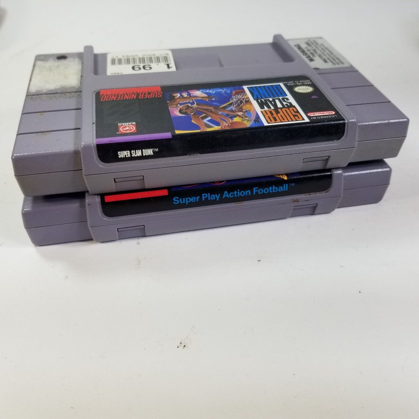 Super Play Action Football & Super Slam Dunk (Super Nintendo) SNES Basketball