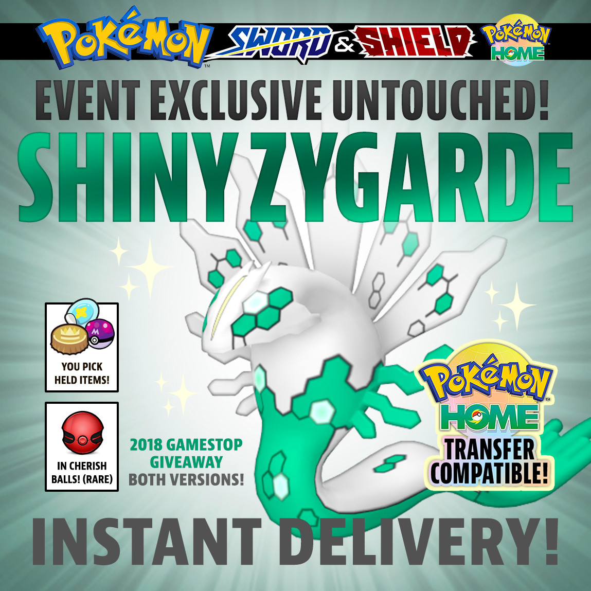✨ SHINY ZYGARDE ✨ EVENT EXCLUSIVE GameStop 2018 for Pokemon Sword Shield + Home!