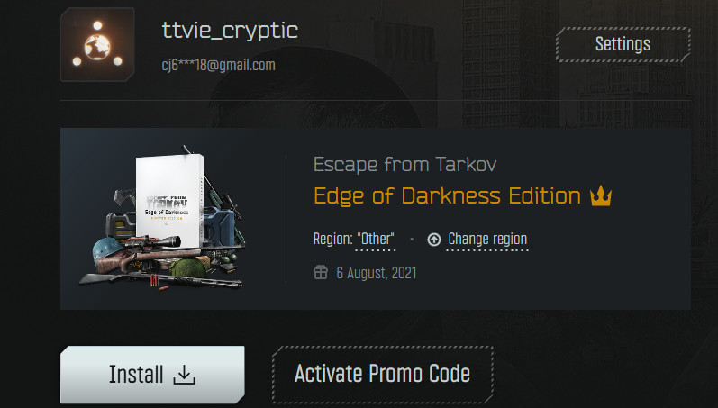 escape from tarkov edge of darkness account