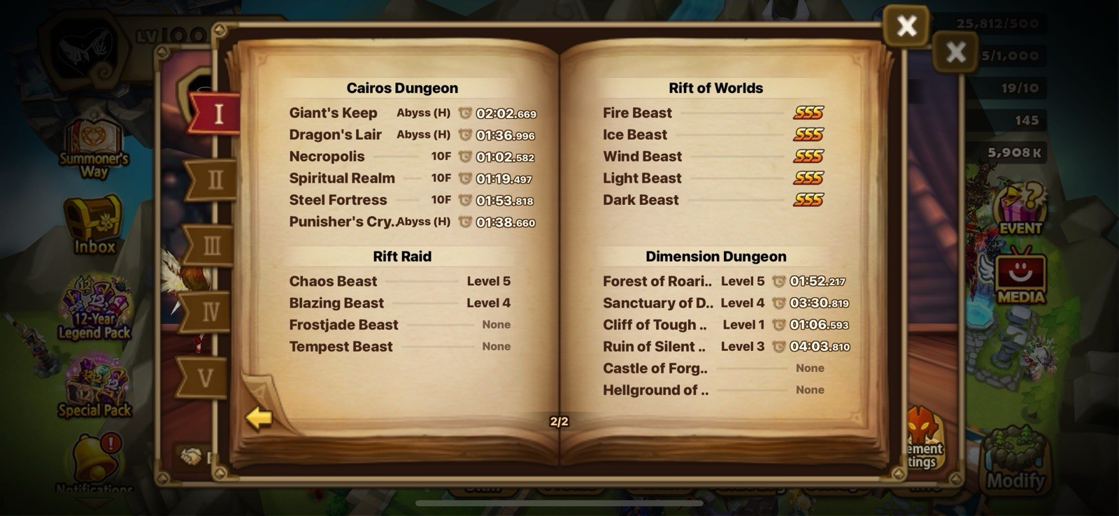 Com2uS Summoners War Monster Storage 120/120 3 ld nat 5 Android iOS