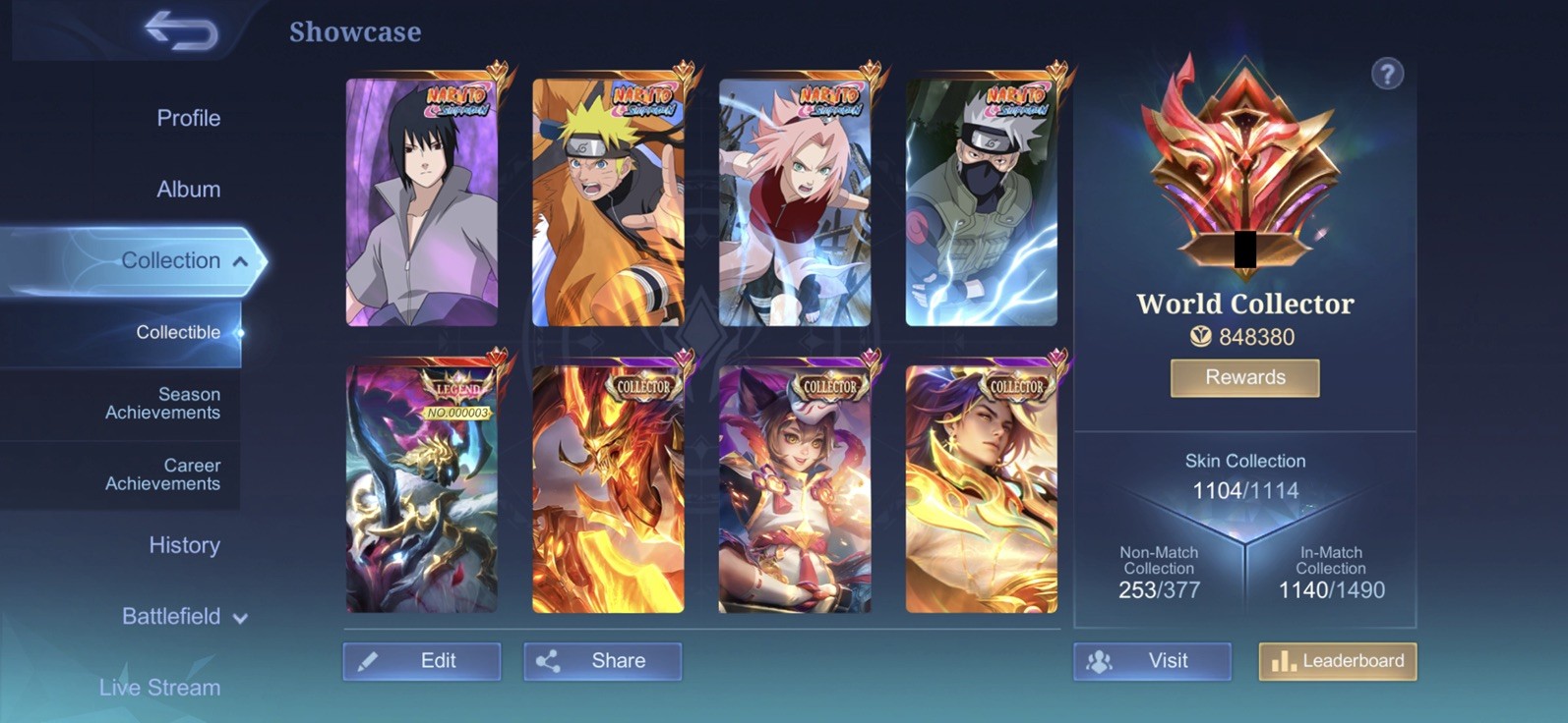 Mobile Legends Bang Bang US (MLBB) Top 10 World/Universal Collector Account
