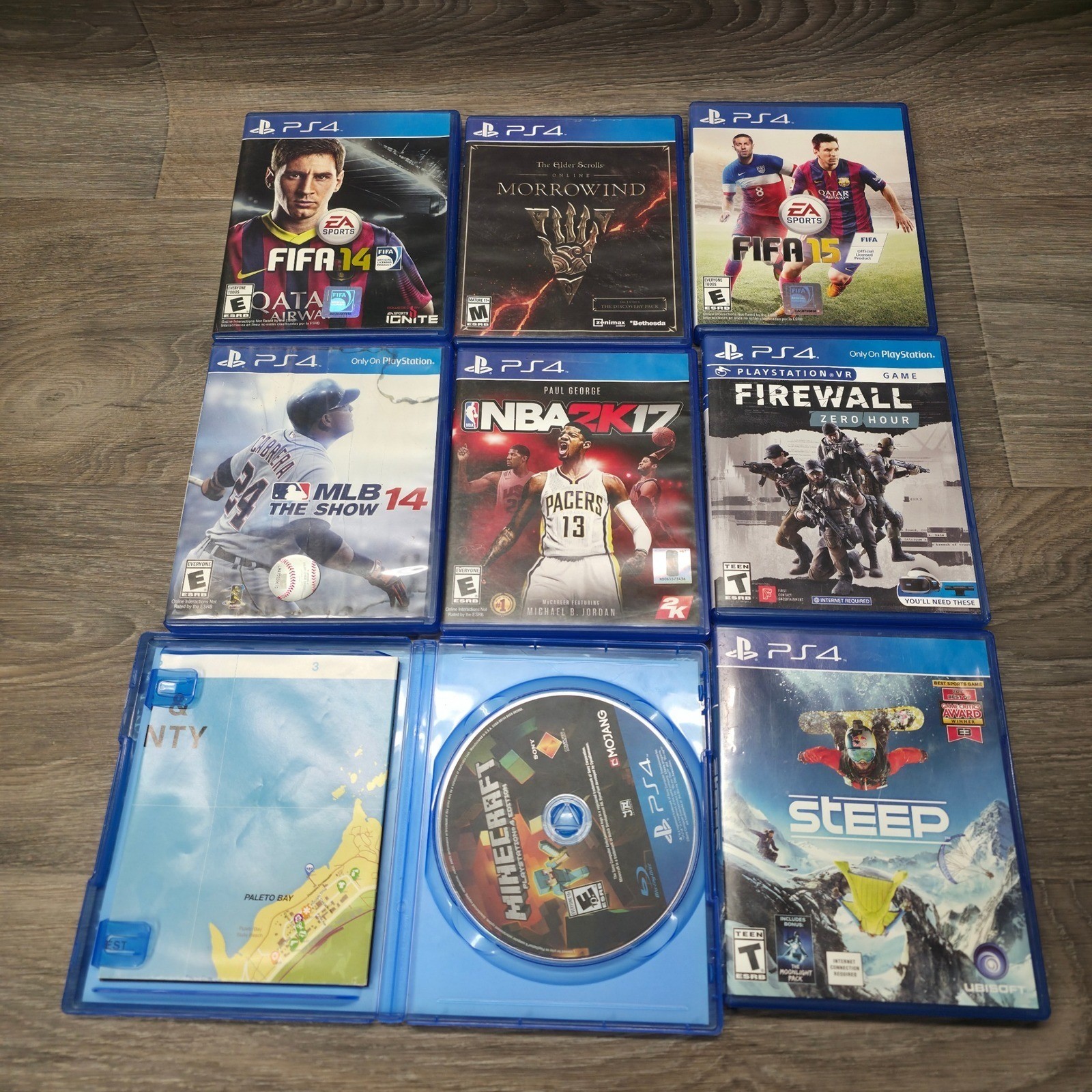 PS4 Games Bundle FIFA NBA Minecraft Steep Firewall Morrowind
