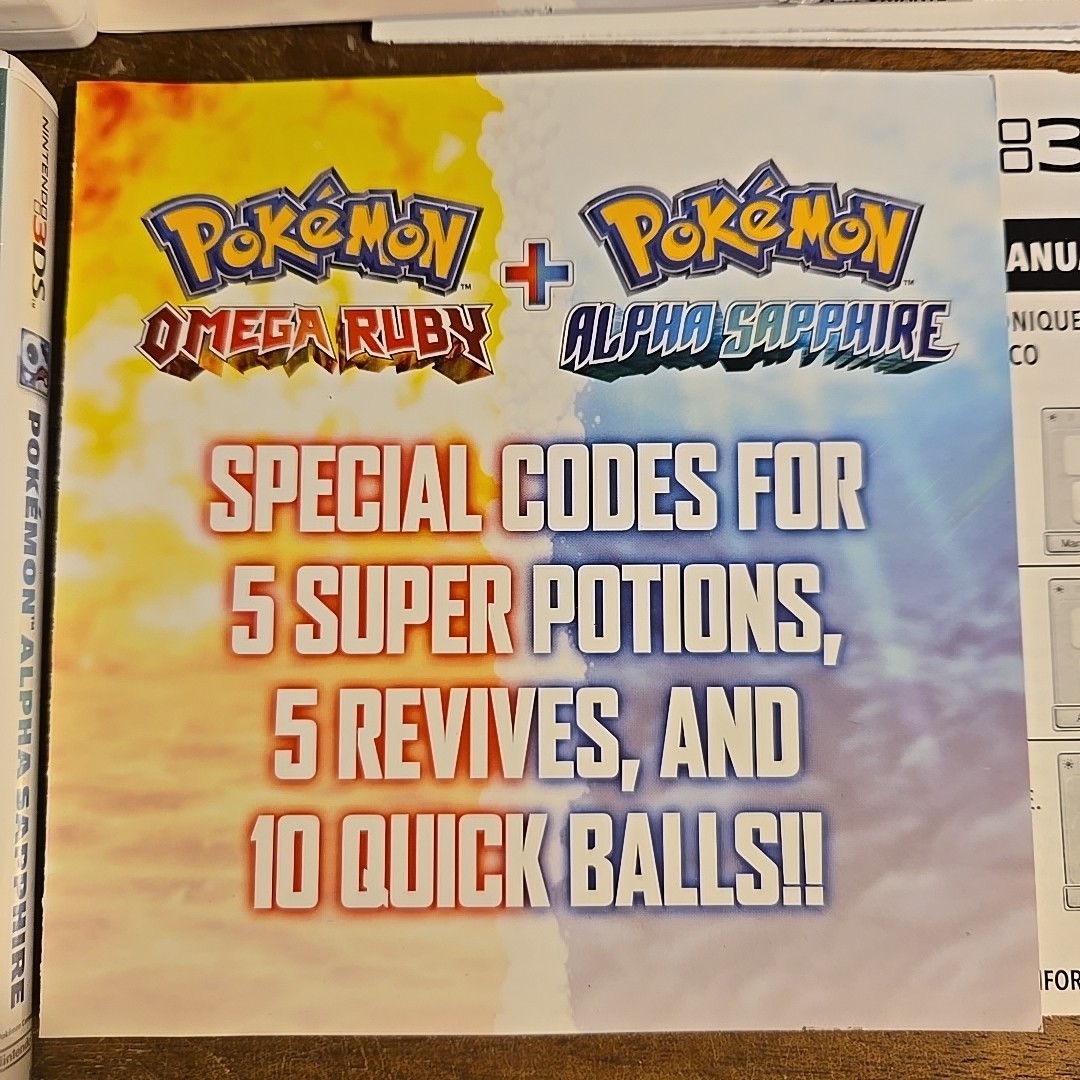 Pokemon Omega Ruby & Alpha Sapphire – BONUS Variant – W/ Bonus Insert -NO GAME