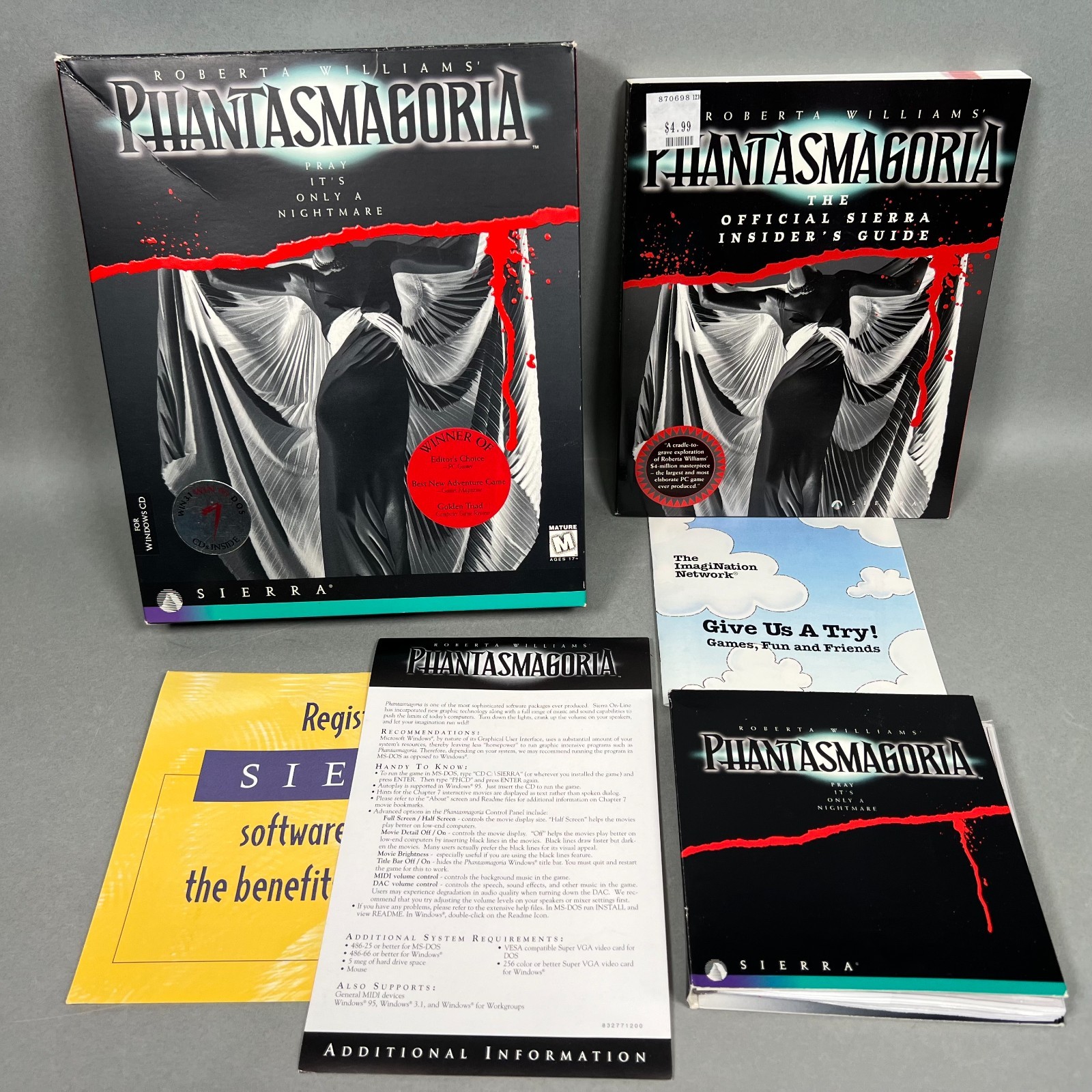 Phantasmagoria PC Computer Game CD WIN 95 Big Box 7 Discs Sierra 1995 COMPLETE