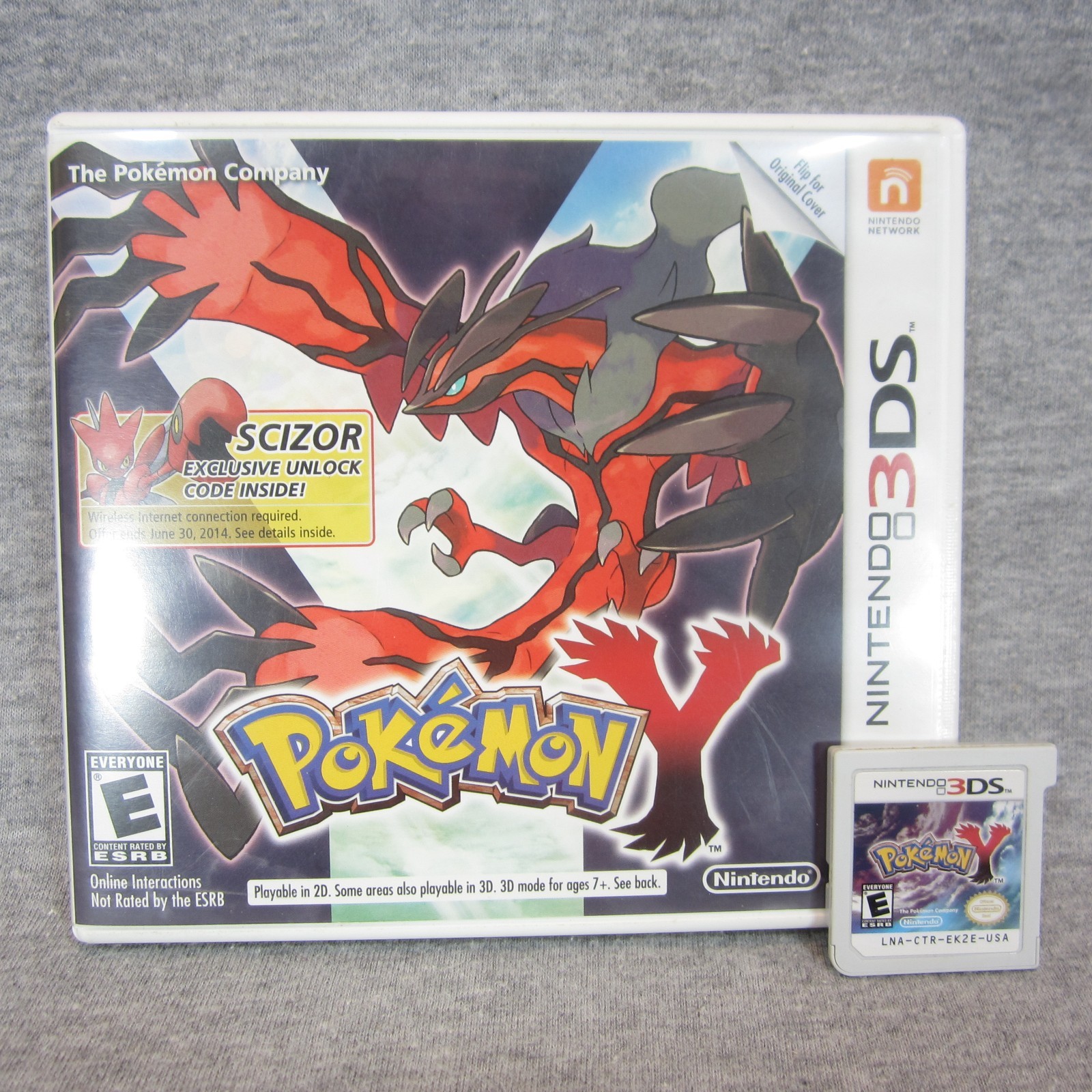 Nintendo 3DS Pokemon Y Game Cartridge and Case (Scizor Variant Case)