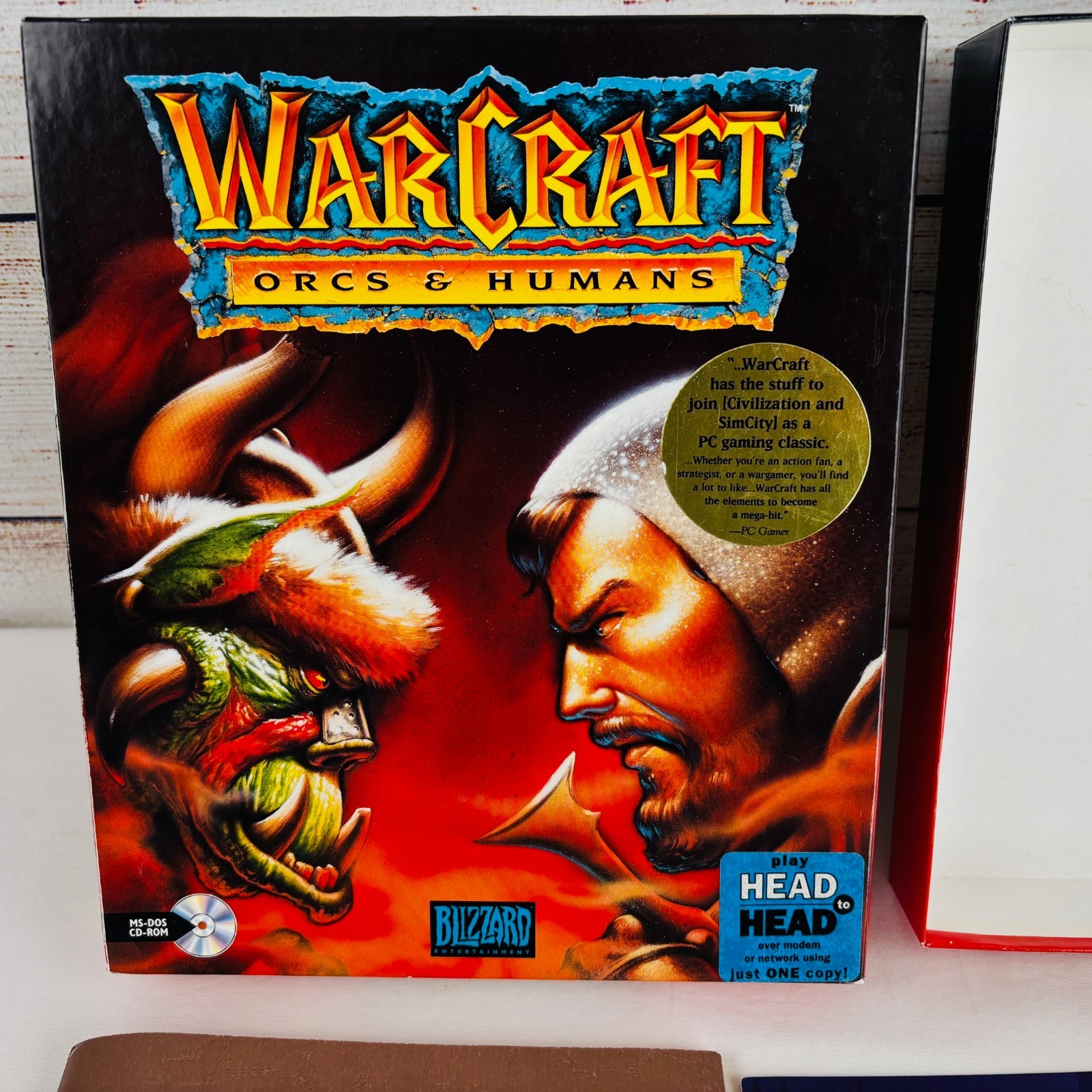 WarCraft Orcs & Humans Big Box, MS-DOS CD, Booklets, Blizzard Entertainment 1994