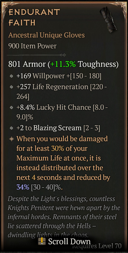 😈 DIABLO 4 SEASON 13 😈 Endurant Faith 🔥 Ancestral Unique Gloves 🔥 0-4 GA